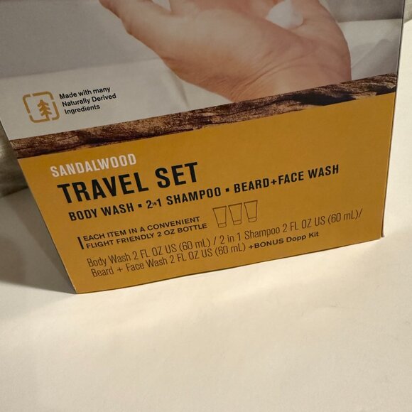 Every Man Jack Sandalwood Travel Set Body Beard Wash Shampoo Dopp Bag NEW - Picture 6 of 6